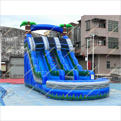 Inflatable Water Slide Hire Tropical Entertainment Palm Tree Double Water Slide Inflatable Pool For Sale - Inflatable-Zone
