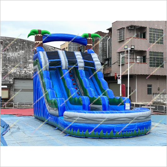 Inflatable Water Slide Hire Tropical Entertainment Palm Tree Double Water Slide Inflatable Pool For Sale - Inflatable-Zone