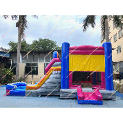 Inflatable Single Big Lane Bounce House With Slide And Pool Wet Dry Combo Inflatable Water Slide Jumping Castle Hire