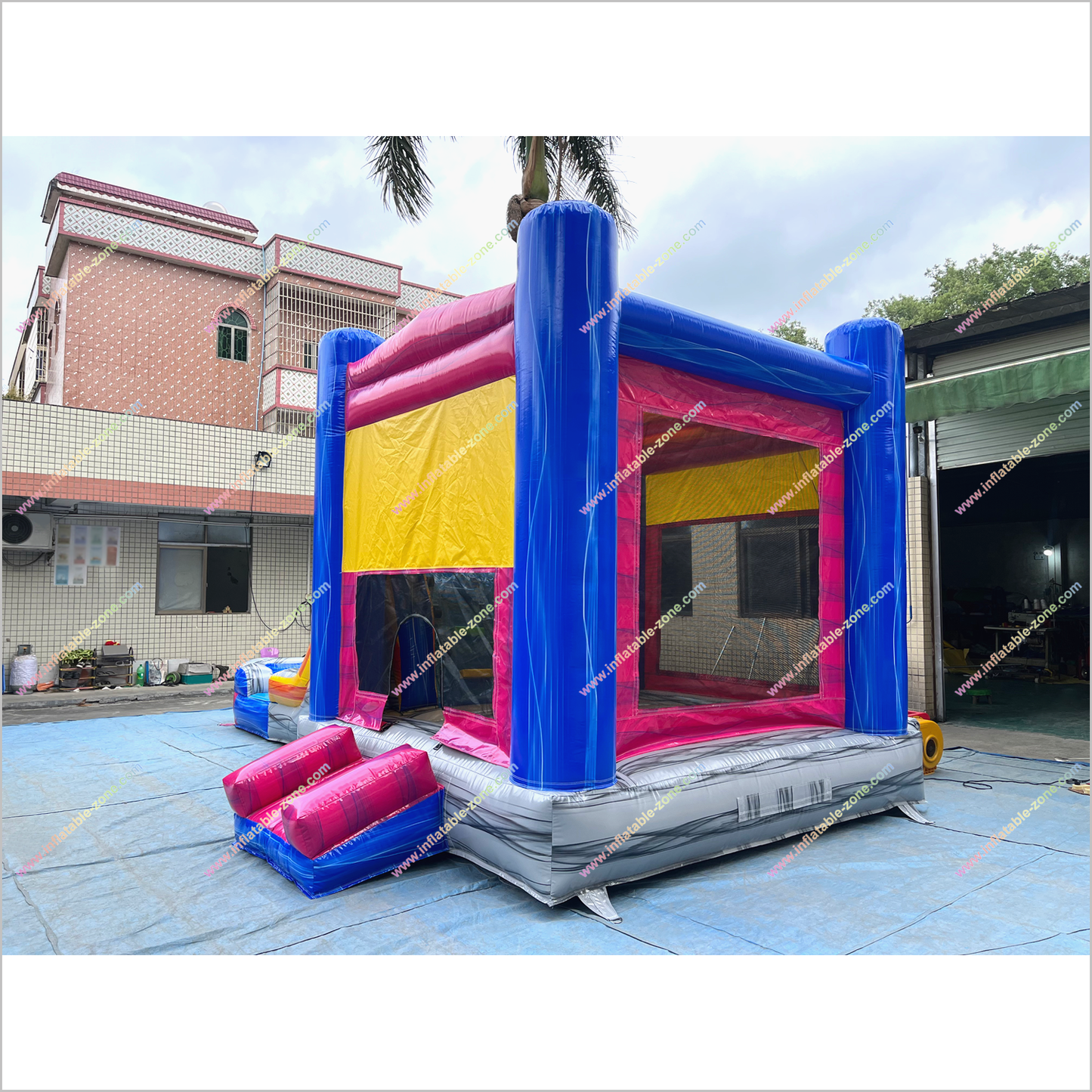 Inflatable Single Big Lane Bounce House With Slide And Pool Wet Dry Combo Inflatable Water Slide Jumping Castle Hire