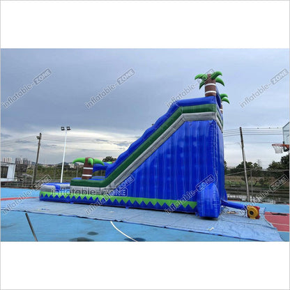 Commercial Blue Marble Wave Monster Inflatable Water Slide Tropical Inflatable Jungle Waterslide With Pool - Inflatable-Zone