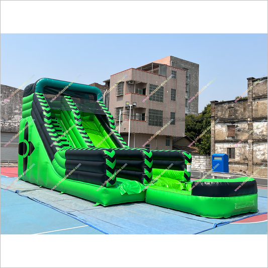 Black And Green Inflatable Water Slides Nearby Playground Play Equipment Water Slide To Pool - Inflatable-Zone