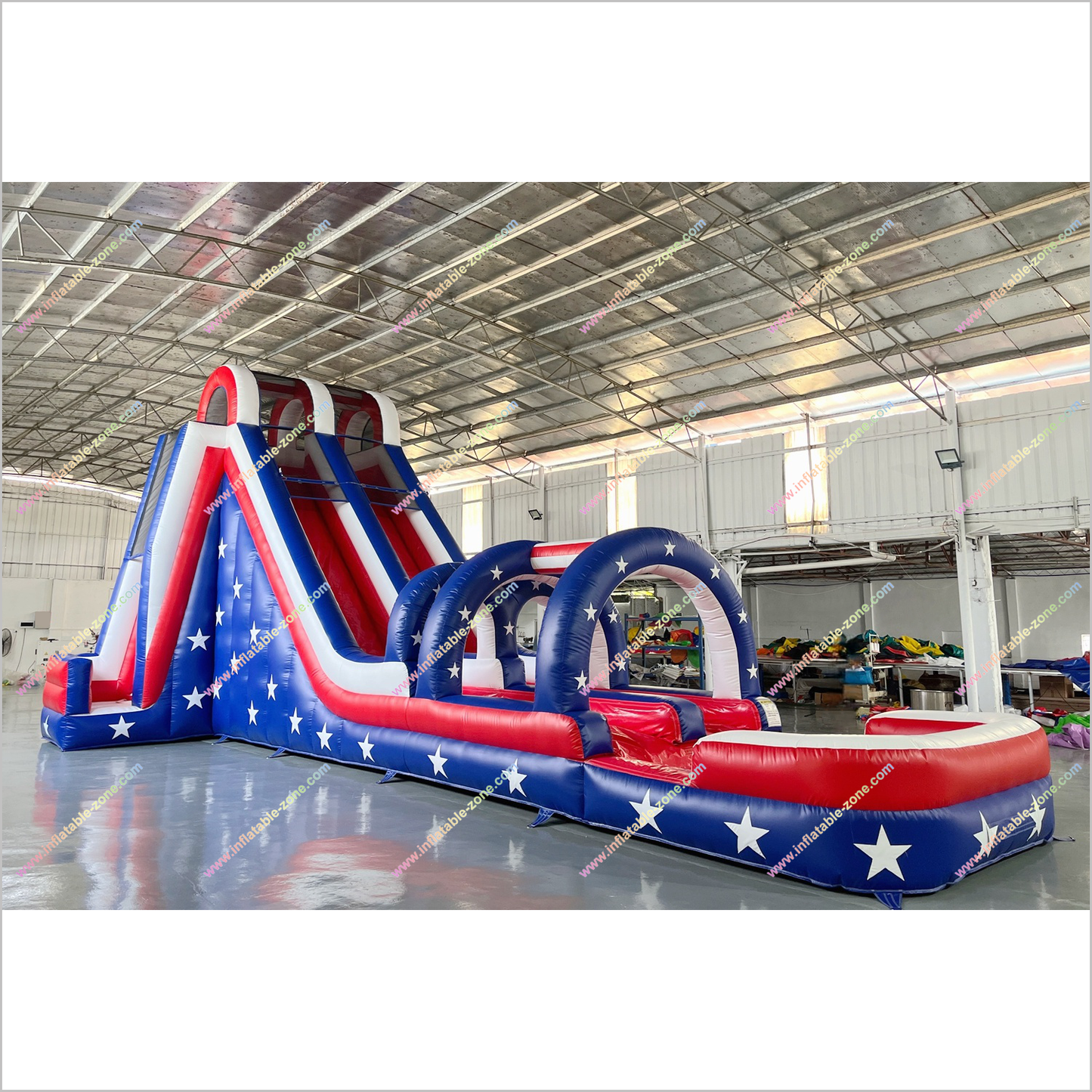 Inflatable Waterslide Rentals Near Me Arch American Flag Double Lane Slip And Slide With Pool