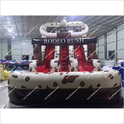 Rodeo Rush Waterslides Rent Near Me Double Lane Center Climb Large Inflatable Slide For Pool