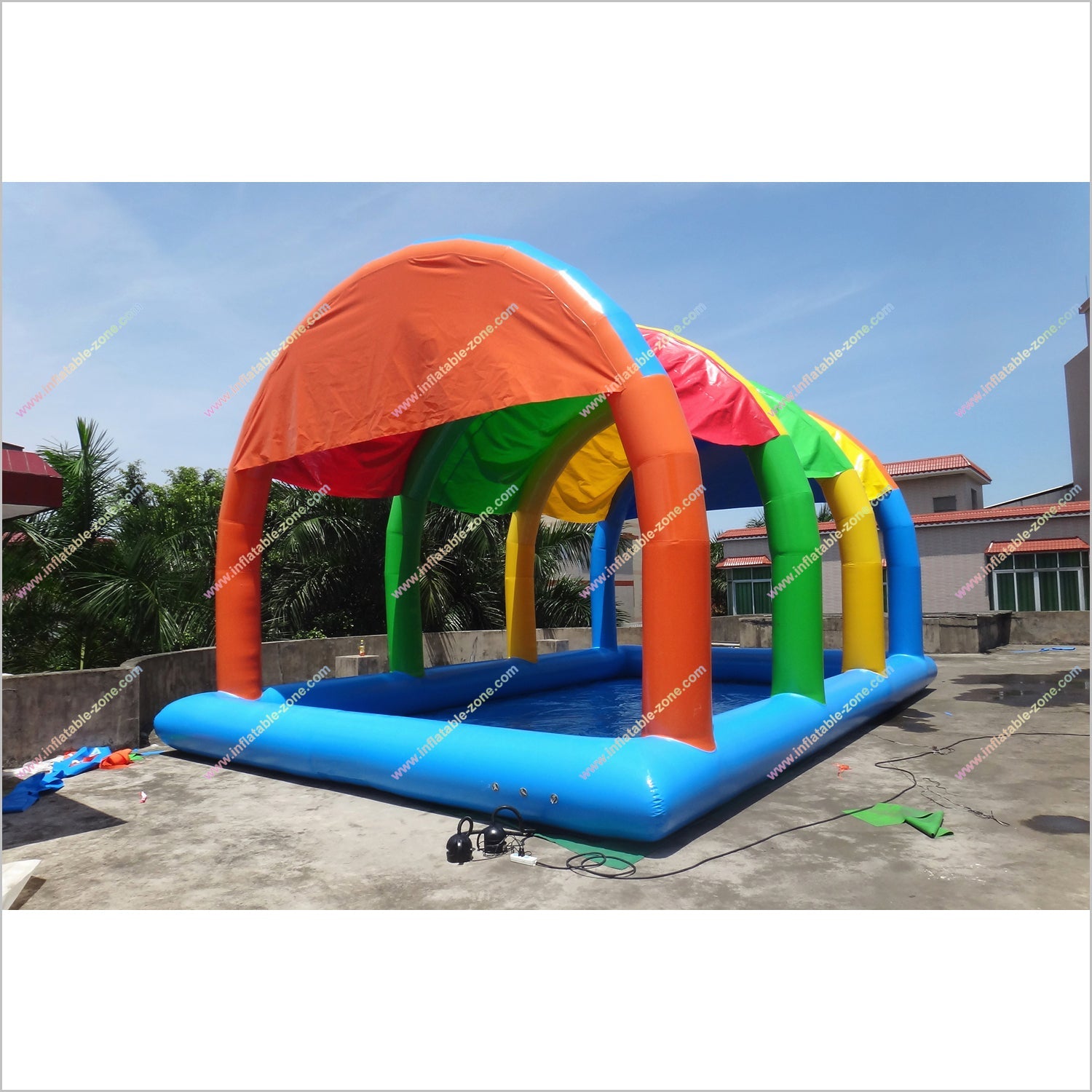 Large Inflatable Swimming Pool Safety Covers Home Playground Equipment Rectangle Inflatable Pool Tent With Cover - Inflatable-Zone