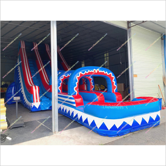 Large Inflatable Water Slide For Adults Commercial Indoor Play Area Equipment Inflatable Double Slip And Slide With Pool