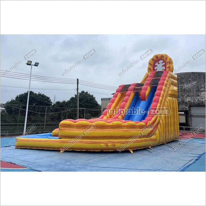 Commercial Large Water Slide Inflatable Pool Playground Dual Lane Curved Inflatable Water Slide - Inflatable-Zone