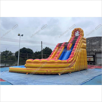 Commercial Large Water Slide Inflatable Pool Playground Dual Lane Curved Inflatable Water Slide - Inflatable-Zone