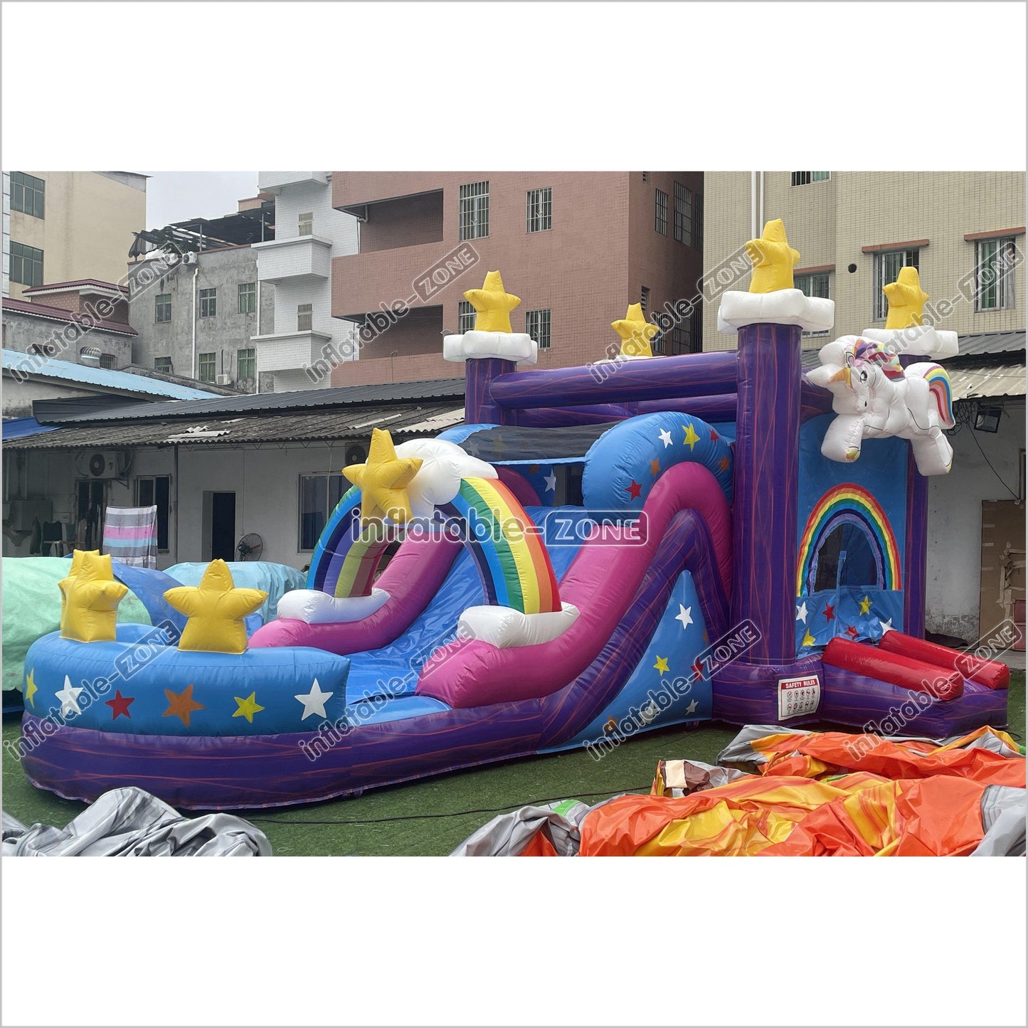 Magical Unicorn Inflatable Bounce House And Slide Combo Rainbow Jumping Castle For Party - Inflatable-Zone