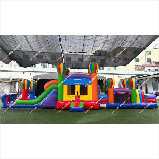 Best Colorful Obstacle Course Inflatable Bounce House Hot Air Balloon Decor Bouncy Obstacle Course Hire