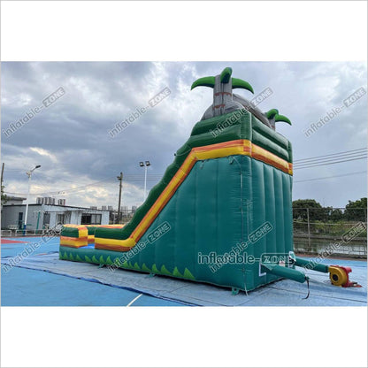 Palm Tree Inflatable Water Slide Outdoor Commercial Grade Water Jumping Castle With Slide And Splash Pool - Inflatable-Zone