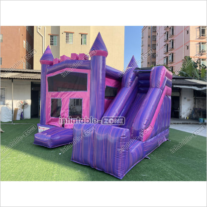 Pink Purple Bouncy Castle Slide Combo Inflatable Bounce House Jump And Play Party - Inflatable-Zone