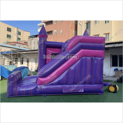Pink Purple Bouncy Castle Slide Combo Inflatable Bounce House Jump And Play Party - Inflatable-Zone