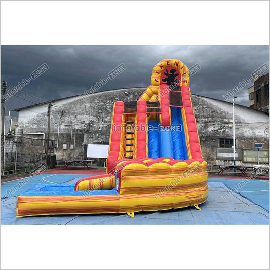 Playground Giant Waterslide With Pool Inflatable Pipeline Fire And Ice Dual Lane Inflatable Water Slide - Inflatable-Zone