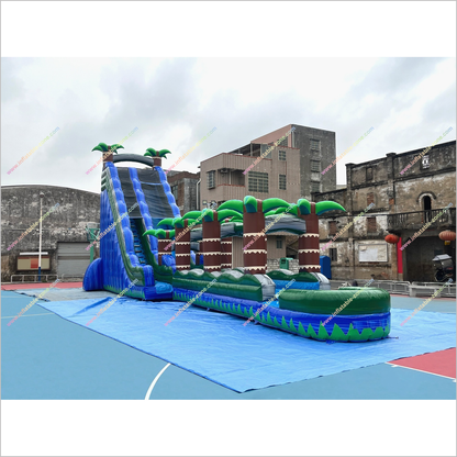 Purchase Inflatable Water Slide Giant Playground Plam Trees Water Slide Slip And Slide Into Pool - Inflatable-Zone
