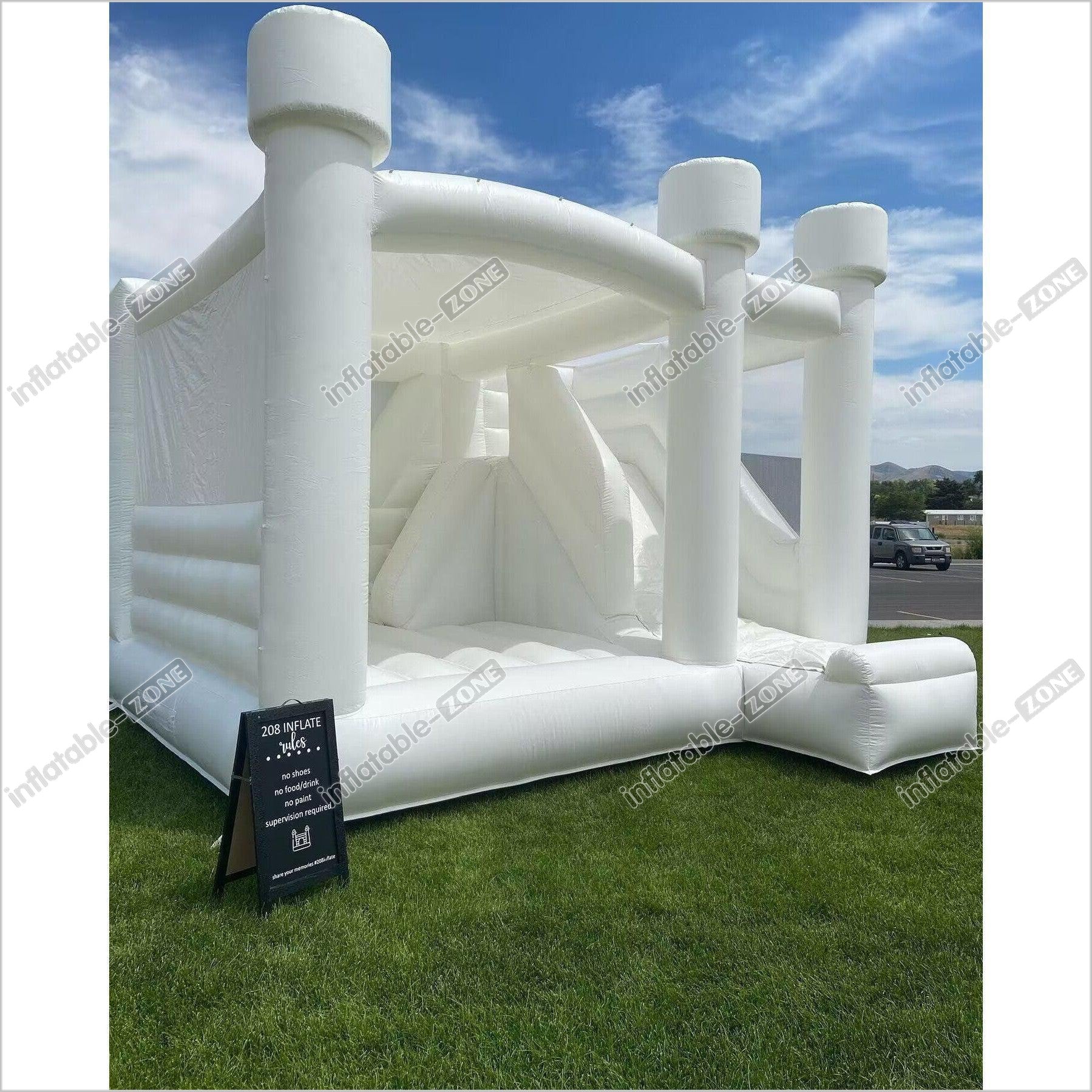 White Bounce House Bouncy Castle Wedding White Bounce House White Jump Castle - Inflatable-Zone