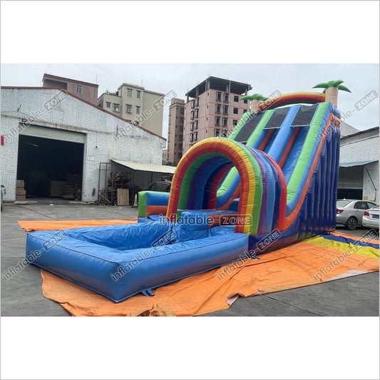 Rainbow Double Splash Water Slides Funny Inflatable Jumping Castle Large Backyard Waterslide For Pool - Inflatable-Zone