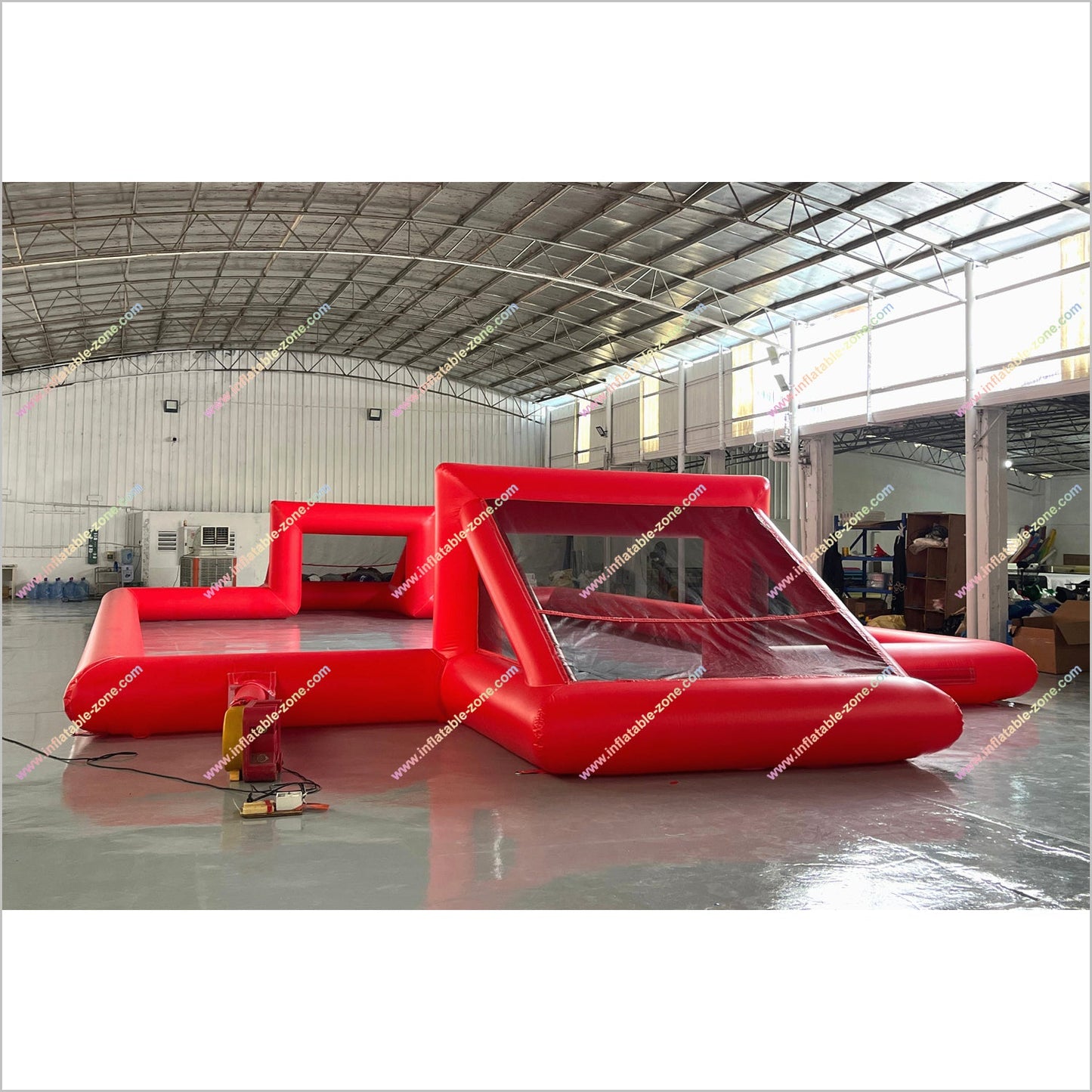 Red Football Field Inflatable Airtight Interactive Multiplayer Funny Play Game Inflatable Water Soccer Pitch Near Me