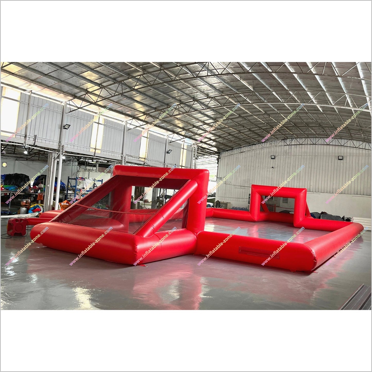 Red Football Field Inflatable Airtight Interactive Multiplayer Funny Play Game Inflatable Water Soccer Pitch Near Me