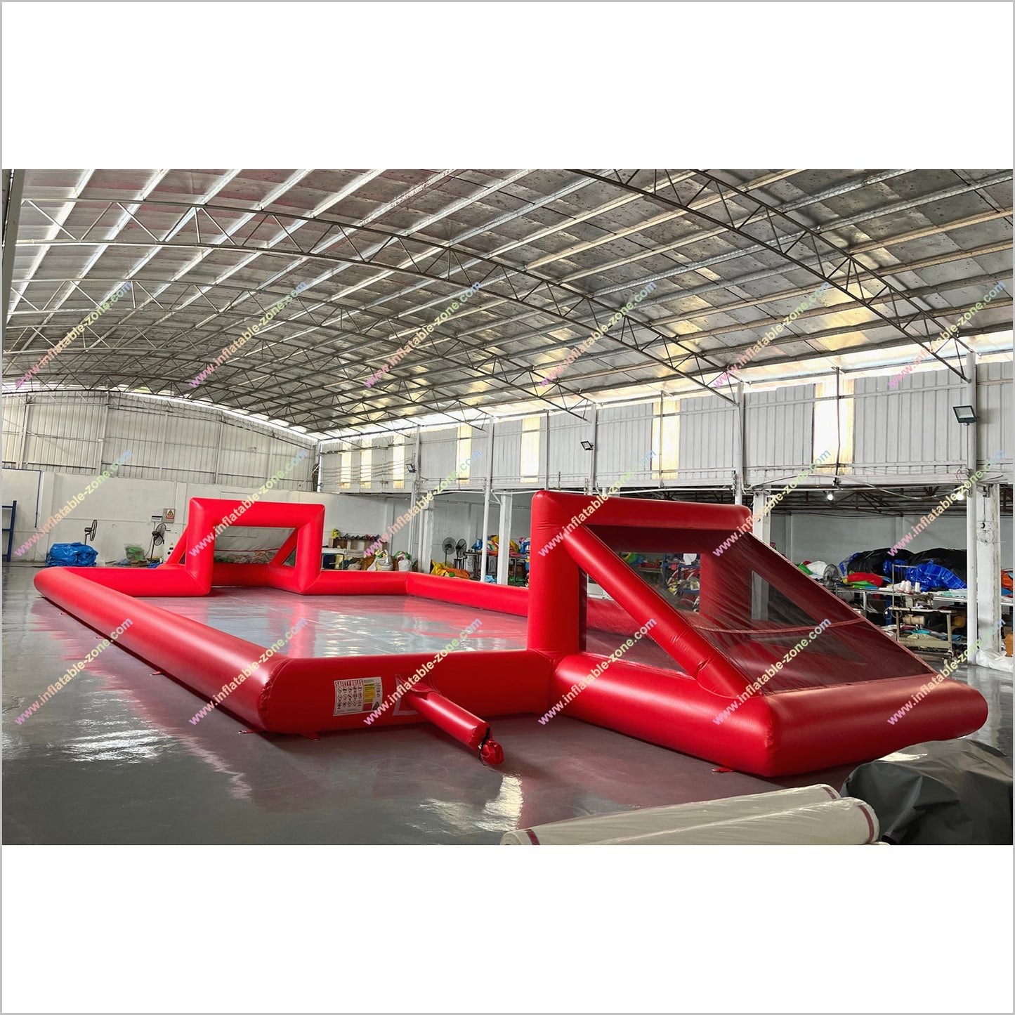 Red Football Field Inflatable Airtight Interactive Multiplayer Funny Play Game Inflatable Water Soccer Pitch Near Me
