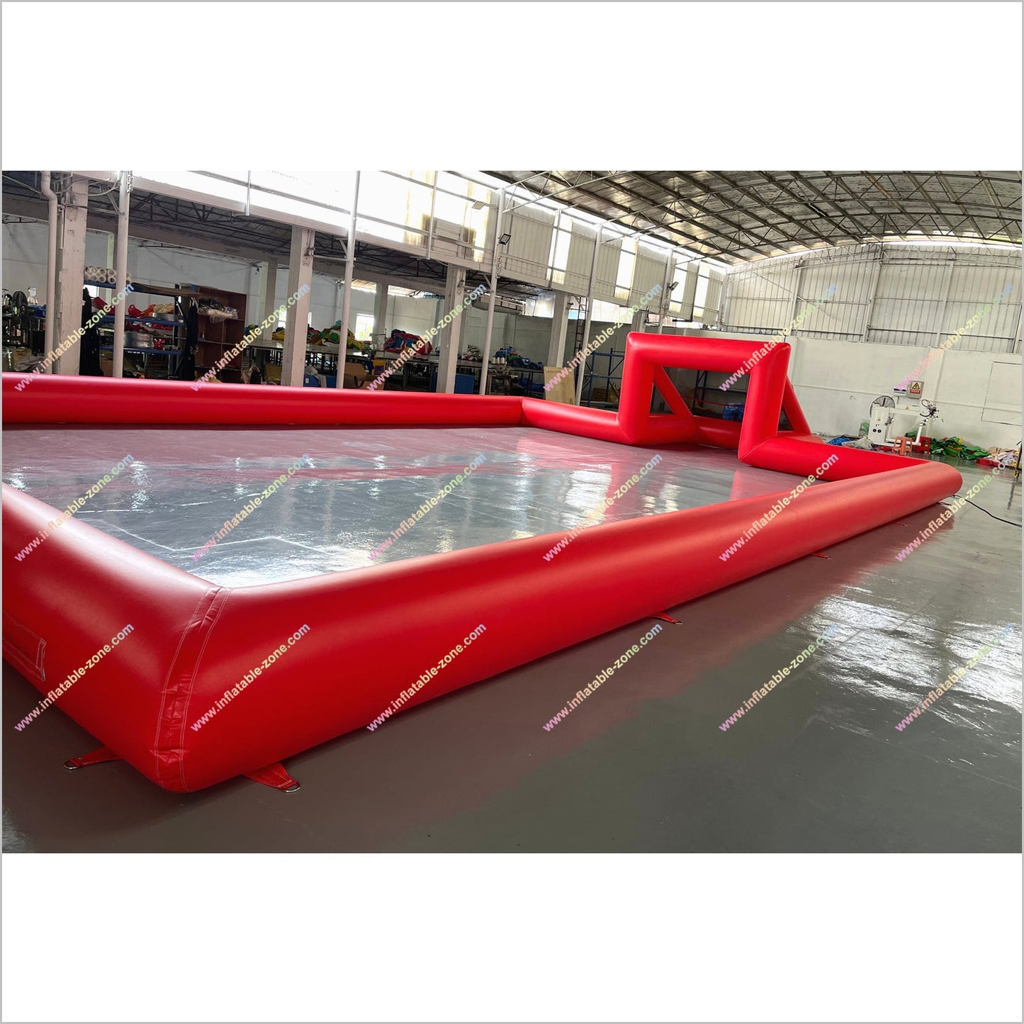 Red Football Field Inflatable Airtight Interactive Multiplayer Funny Play Game Inflatable Water Soccer Pitch Near Me