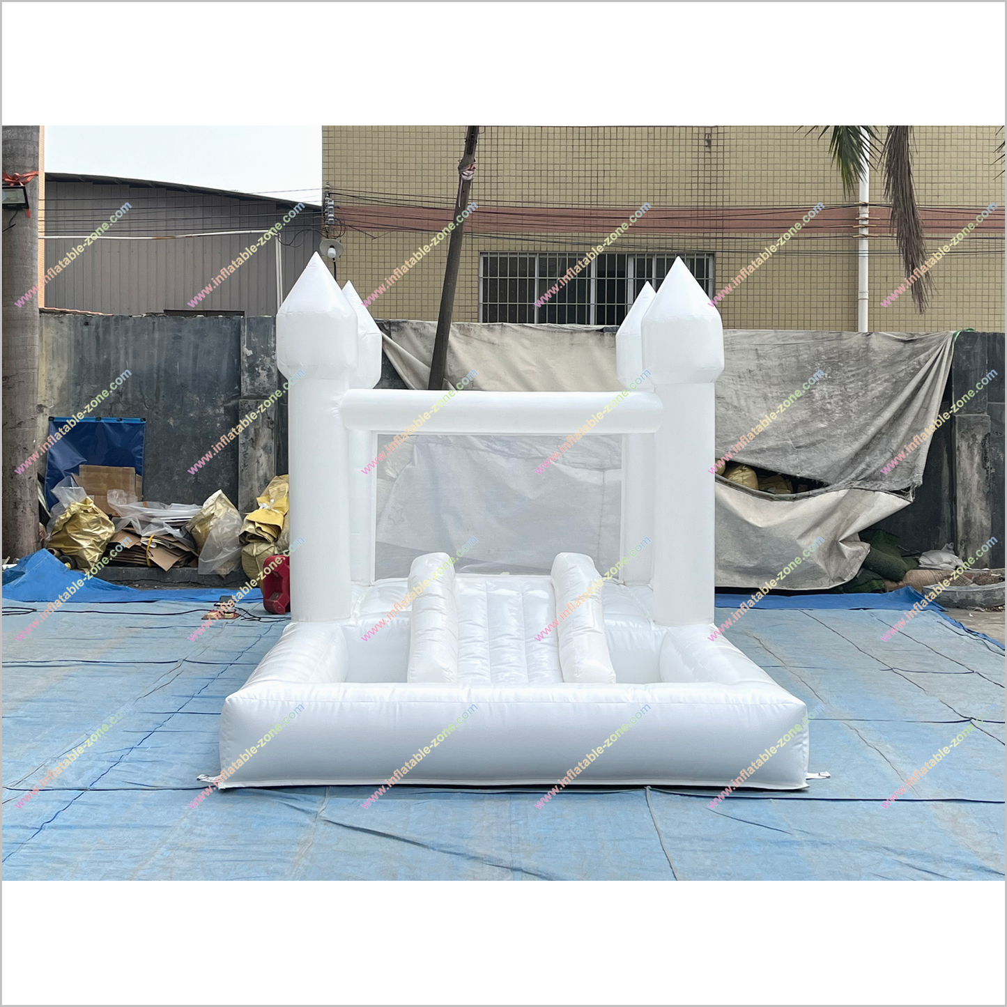 Rent White Bounce House Inflatable Garden Party Wedding Combo Bouncy Castle With Ball Pit And Slide - Inflatable-Zone