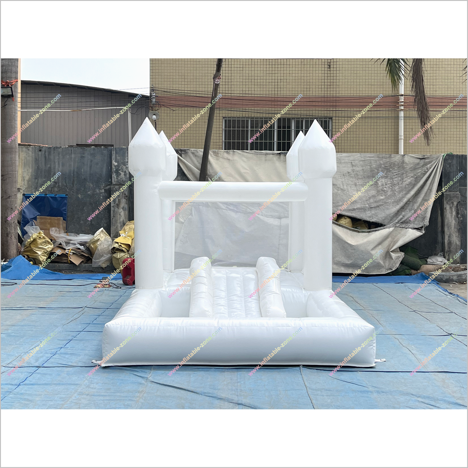 Rent White Bounce House Inflatable Garden Party Wedding Combo Bouncy Castle With Ball Pit And Slide - Inflatable-Zone