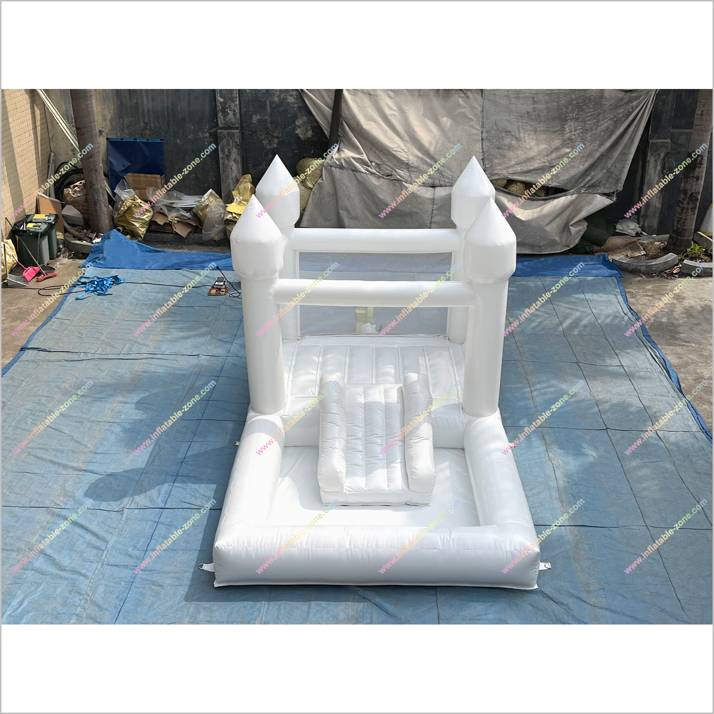 Rent White Bounce House Inflatable Garden Party Wedding Combo Bouncy Castle With Ball Pit And Slide - Inflatable-Zone