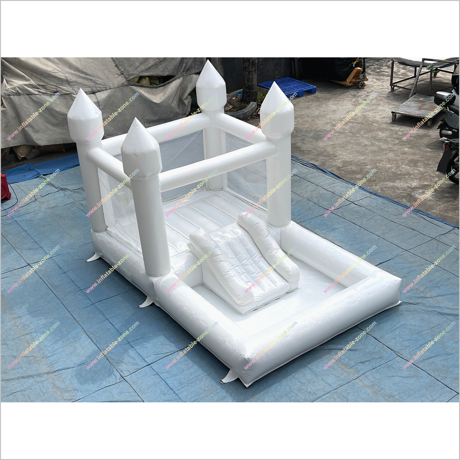 Rent White Bounce House Inflatable Garden Party Wedding Combo Bouncy Castle With Ball Pit And Slide - Inflatable-Zone