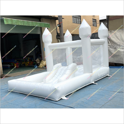 Rent White Bounce House Inflatable Garden Party Wedding Combo Bouncy Castle With Ball Pit And Slide - Inflatable-Zone
