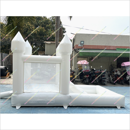 Rent White Bounce House Inflatable Garden Party Wedding Combo Bouncy Castle With Ball Pit And Slide - Inflatable-Zone