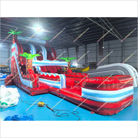 Crimson Bay Splash And Slide Inflatable Water Slide Swimming Pool Bouncy Castle Giant Water Slides For Rent