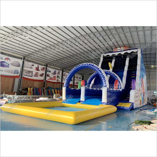 Commercial Inflatable Surf Boards Inflatable Water Slides Giant Moonwalk Water Slide With Inflatable Pool - Inflatable-Zone