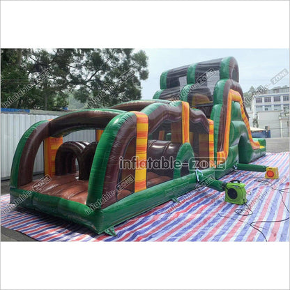 Outdoor Swimming Pool Inflatable Obstacle Course Challenge Race Interactive Large Inflatable Game Obstacle With Slide - Inflatable-Zone