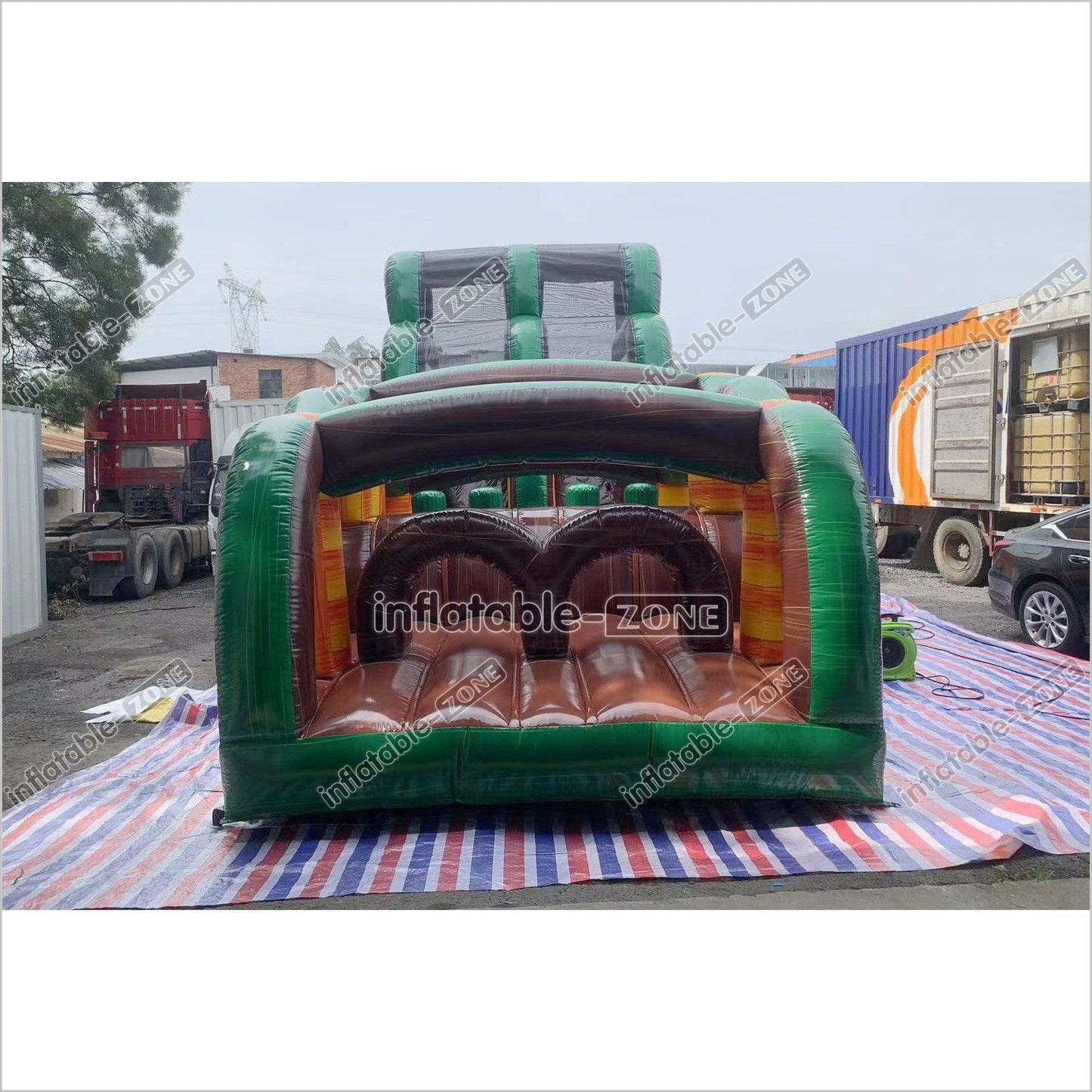 Outdoor Swimming Pool Inflatable Obstacle Course Challenge Race Interactive Large Inflatable Game Obstacle With Slide - Inflatable-Zone