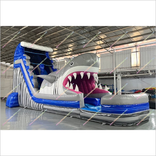 Tall Inflatable Water Slide Rental Shark Pool Indoor Soft Play Equipment Shark Slip And Slide Swimming Pool