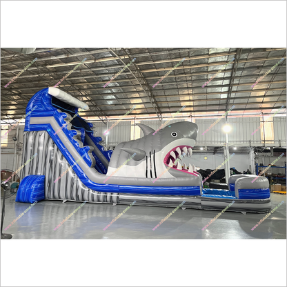 Tall Inflatable Water Slide Rental Shark Pool Indoor Soft Play Equipment Shark Slip And Slide Swimming Pool