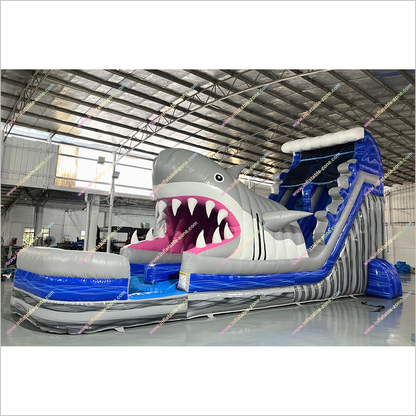 Tall Inflatable Water Slide Rental Shark Pool Indoor Soft Play Equipment Shark Slip And Slide Swimming Pool