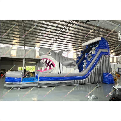 Tall Inflatable Water Slide Rental Shark Pool Indoor Soft Play Equipment Shark Slip And Slide Swimming Pool
