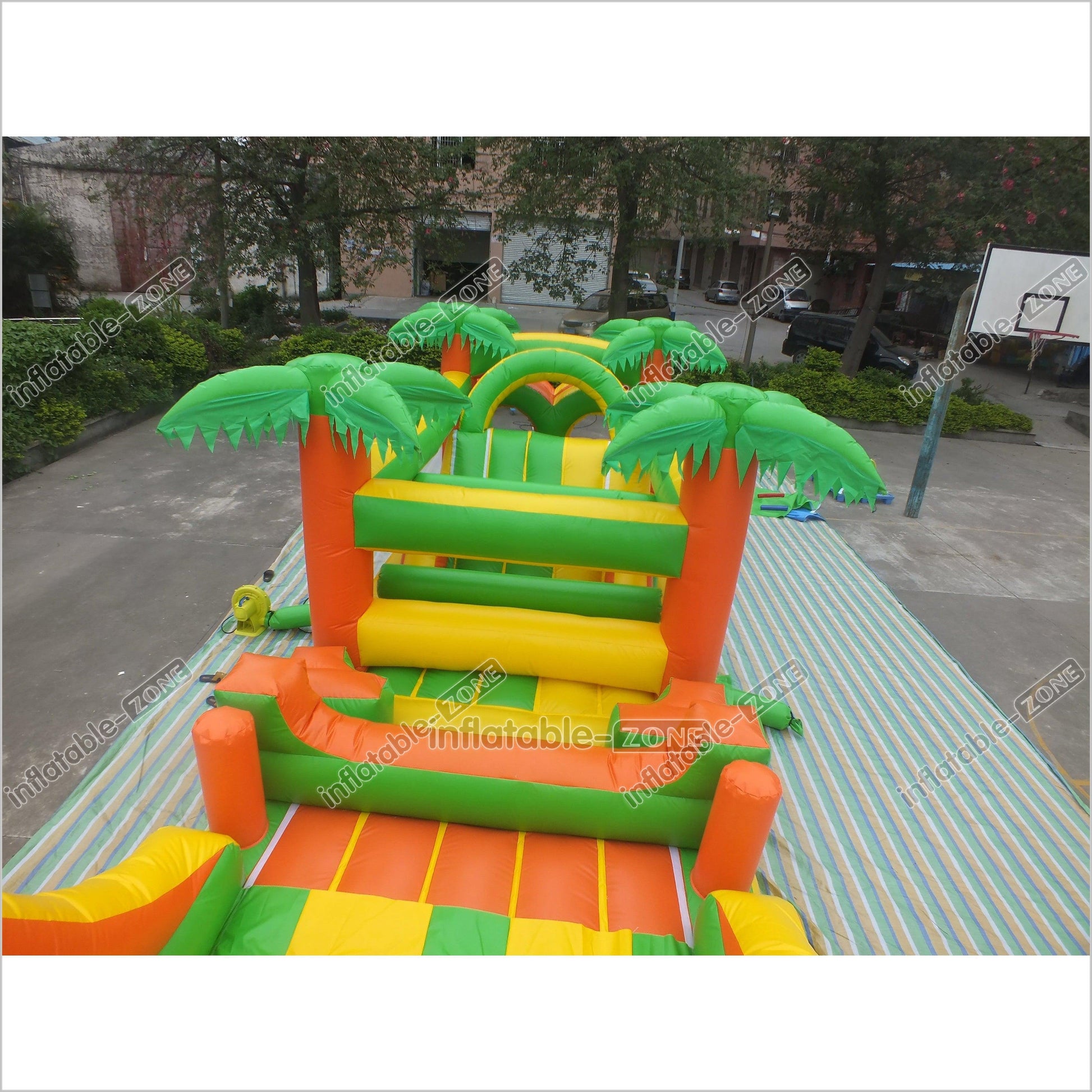 Tropical Obstacle Course Jumper Rental Inflatable Fun Run Assault Course Bouncy Castle For Sale - Inflatable-Zone