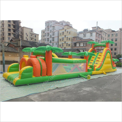 Tropical Obstacle Course Jumper Rental Inflatable Fun Run Assault Course Bouncy Castle For Sale - Inflatable-Zone