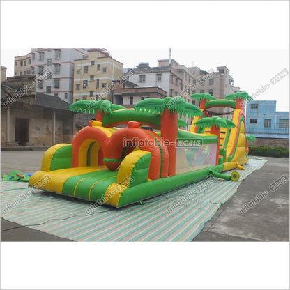 Tropical Obstacle Course Jumper Rental Inflatable Fun Run Assault Course Bouncy Castle For Sale - Inflatable-Zone