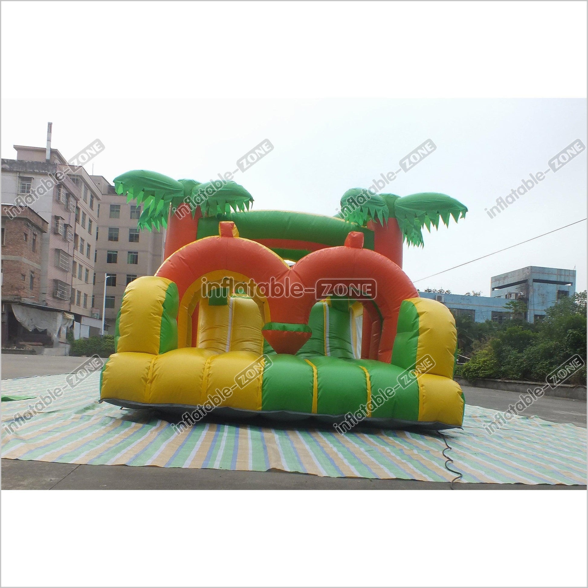 Tropical Obstacle Course Jumper Rental Inflatable Fun Run Assault Course Bouncy Castle For Sale - Inflatable-Zone