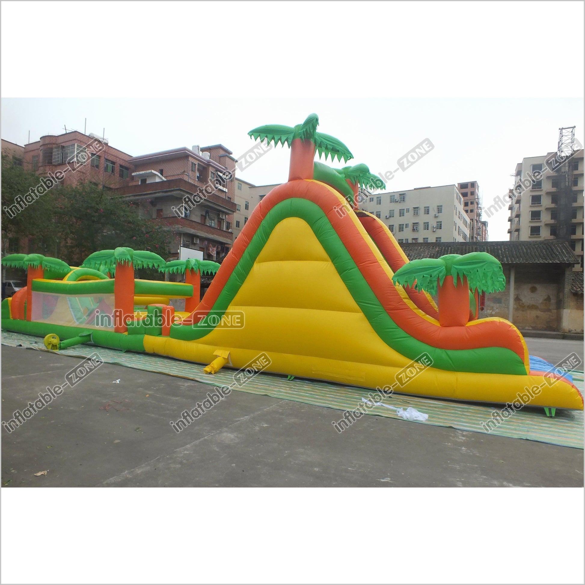 Tropical Obstacle Course Jumper Rental Inflatable Fun Run Assault Course Bouncy Castle For Sale - Inflatable-Zone