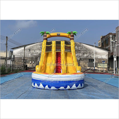 Tropical Wave Water Slide Party Jumper Rental Commercial Playground Equipment Inflatable Water Slide Into Pool - Inflatable-Zone