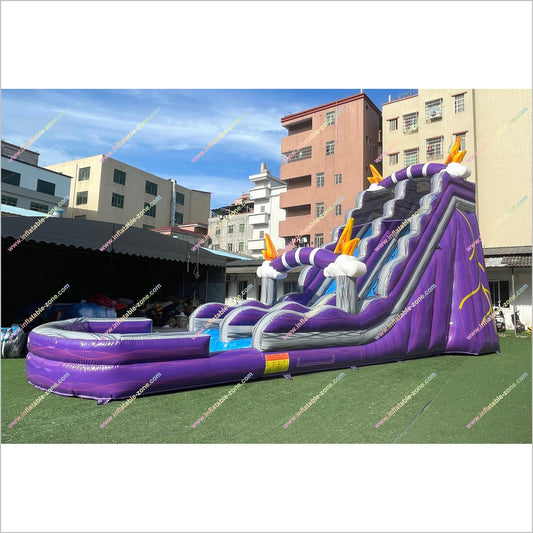 Thunder And Lightning Waterslide Pool Inflatable Blazing Flame Big Soft Play Near Me Water Slide Bouncy Castle Hire