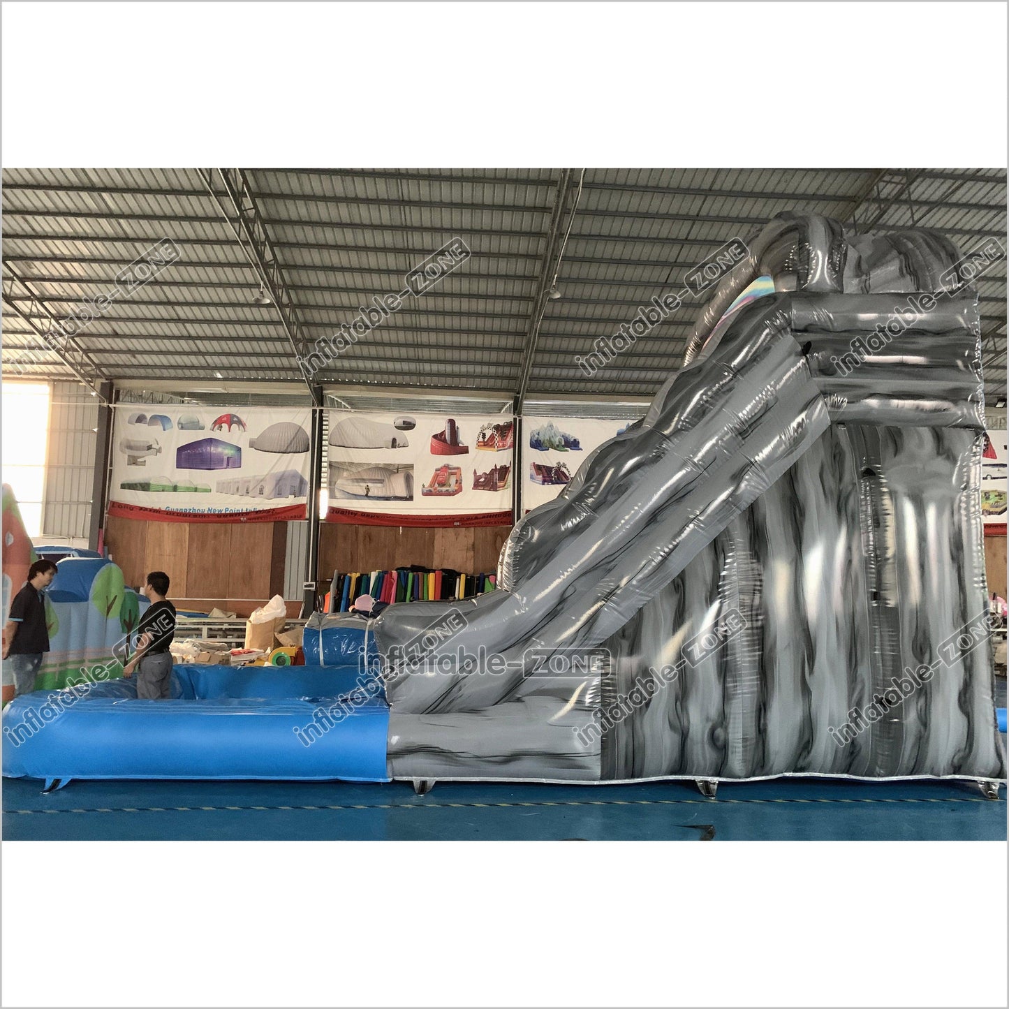 Commercial Indoor Wavy Marble Water Slide Kids Large Inflatable Wet Dry Water Slide With Swimming Pool - Inflatable-Zone