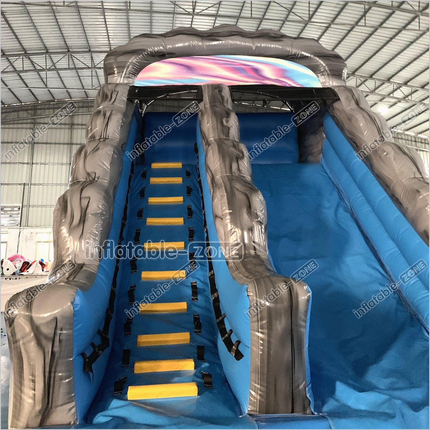 Commercial Indoor Wavy Marble Water Slide Kids Large Inflatable Wet Dry Water Slide With Swimming Pool - Inflatable-Zone