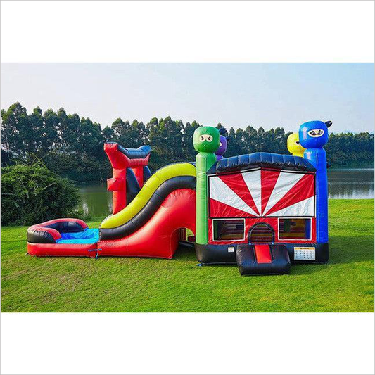 Ninja Bounce House With Water Slide Combo Jump For Fun Party Inflatables Near Me - Inflatable-Zone