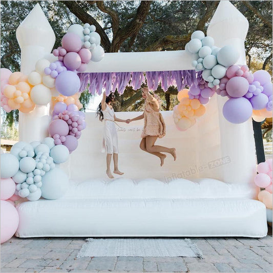 White Blow Up Castle White Bounce House Wedding Large White Bounce House Outdoor - Inflatable-Zone